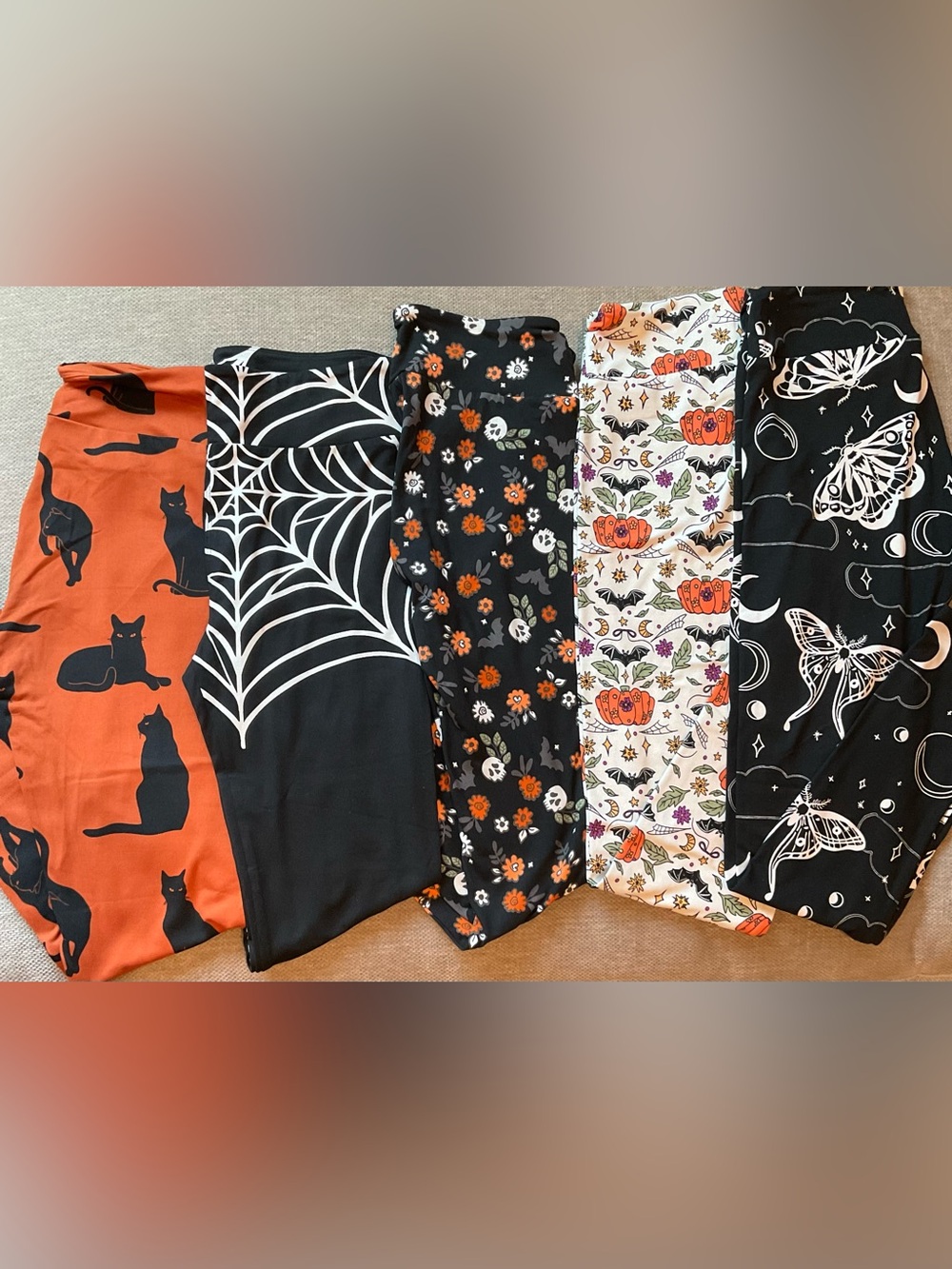 Halloween Leggings - Black Cats, Spider Web, Skull Garden, Pumpkins, Moth Moon